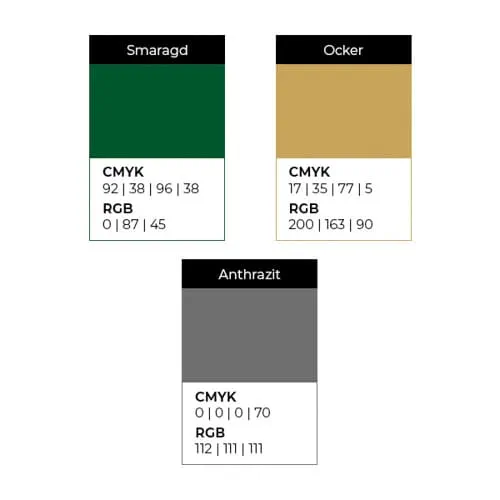 Farbcode der drei Hauptfarben von Chips Fashion