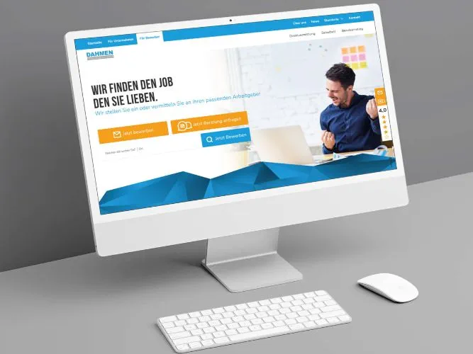 Webdesign der Homepage von DAHMEN am Desktop
