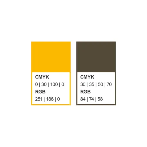 Die beiden Hauptfarben der Bäckerei Voosen gelb und braun