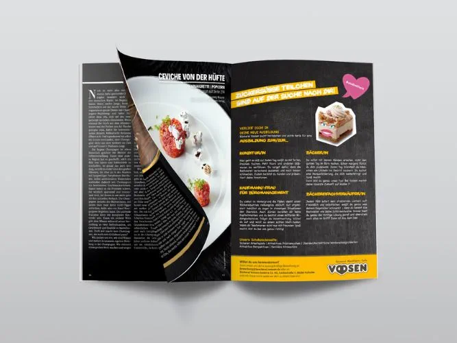 Werbung in einer Zeitschrift für die Ausbildung bei der Bäckerei Voosen