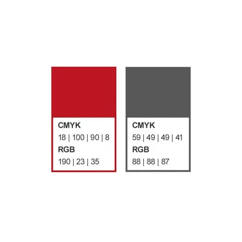 Farbcodes von den CI-Farben Rot und Grau für Certqua