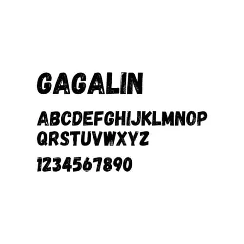 Schriftart "Gagalin" mit Beispiel-Buchstaben von Eat and Emotion