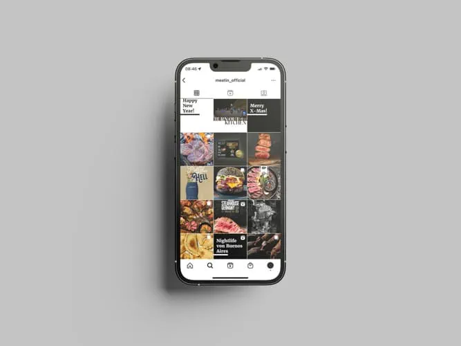 Instagram Feed der Meat In auf einem Handy