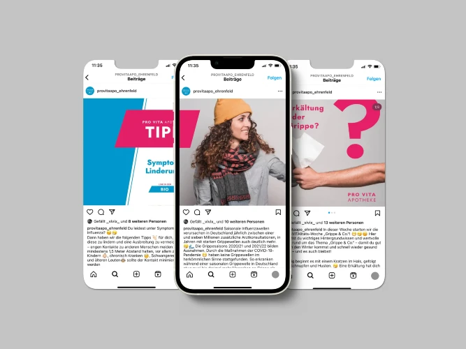 Weitere Ansicht der Themenreihe "Erkältung oder Grippe?" auf dem Instagram-Profil der ProVita-Apotheke