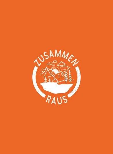 Logo von Zusammenraus auf orangefarbenen Hintergrund